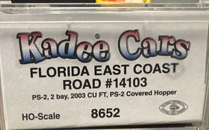 Kadee Cars HO RTR 8652 40’ PS-2 2 Bay, 2003 cf Cov Hopper Florida East Coast NIB - Picture 1 of 3