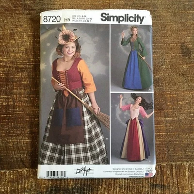 Simplicity Sewing Pattern 8720 Renaissance Medieval Maiden Costume 6-14 UNCUT - Image 1 of 2