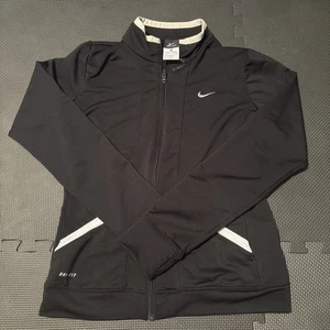 Nike Jacket Boys Size Large Black Athletic Zip Up Youth Dri-Fit Jacket Swoosh - Picture 1 of 7