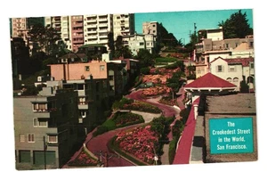 Vintage Postcard Lombard Street Crookedest Street San Francisco Gray Line Print - Picture 1 of 2