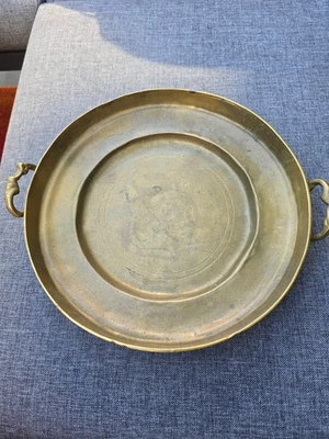 Antiker runder Messing Teller Obst- Schale Ø ca.29cm Hoch ca. 6cm 2395g - Bild 1 von 3