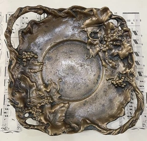 Large Antique French Art Nouveau Bronze Tray Grapes Vines Signed Dommartin c1920 - Picture 1 of 5