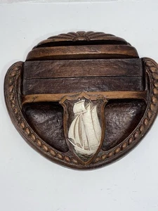 Vntg Swanks USA Men’s Vallet Lint Brush Holder Wall Pocket Burlewood  Nautical - Picture 1 of 9