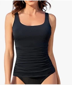 Tankini Swimsuit Top Bathing Suit Beach Pool Casual Wear Bra Lined Adjustable M - Picture 1 of 10