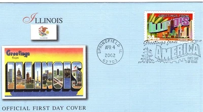 2002 GREETINGS FROM ILLINOIS FDC W/ FLEETWOOD CACHET UA GEM! - Image 1 of 2