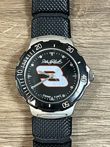 Vintage Nascar Game Time Dale Earnhardt Watch In Metal Race Wheel Tin Black New - Picture 1 of 3