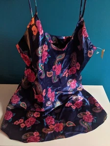 Vintage Nightgown Slip Dress NWT NOS TODAY TONIGHT M Liquid Satin Purple Floral - Picture 1 of 6
