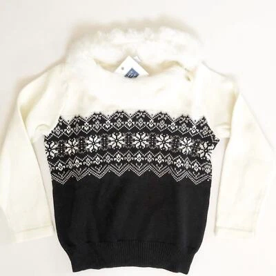 Новый с Ярлыками ** с недостатком ** Janie и Jack Fair Isle свитер с меховым воротником - Изображение 1 из 4