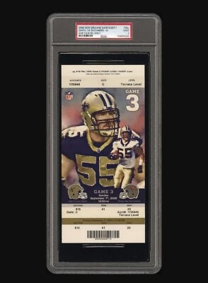 Agib Talib NFL DEBUT PSA 2008 Buccaneers at Saints FULL Ticket Brees Reggie Bush Foto 1 de 3