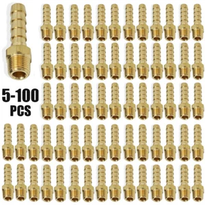 SET 5-100 1/4 Zoll Schlauch Widerhaken auf 1/8 Zoll NPT Außengewinde Fitting Messing Verbinder - Bild 1 von 19