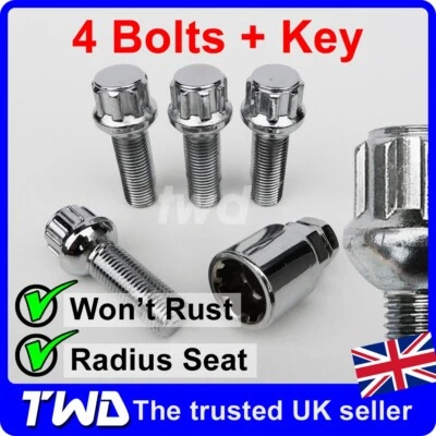 4x ALLOY WHEEL LOCKING BOLTS FOR SEAT ALHAMBRA (M14x1.5) RADIUS LUG NUT [Wb] - Image 1 of 4