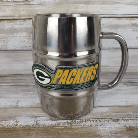 Green Bay Packers Beer Stein Stainless Steel Mug Cover