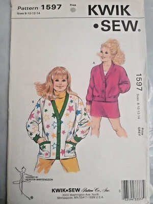 Cardigan Sweater Shirt Skirt Girls 8 10 12 14 Kwik Sew 1597 Sewing Pattern VTG - Image 1 of 4
