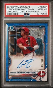 2021 Bowman Chrome Christian Encarnacion-Strand Blue Refractor /150 Auto PSA 10 - Picture 1 of 2