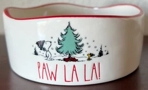 Peanuts Rae Dunn Christmas PAW LA LA 4 3/4" x 2" Pet Dog Cat Bowl NWT - Picture 1 of 5