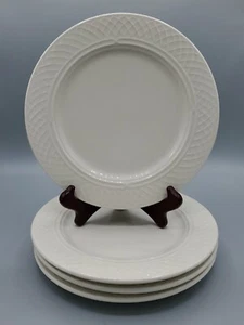 SET OF 4 - HOMER LAUGHLIN - GOTHIC - IVORY CREAM EMBOSSED - 8" SALAD PLATES - Picture 1 of 5
