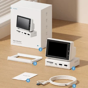 Hagibis Mini Monitor USB-C Docking Station 3.5'' IPS Screen For Windows - Picture 1 of 12