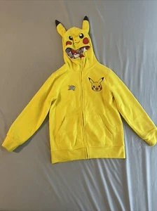 Pokémon Sweatshirt Youth Boys Small Yellow Pikachu Hoodie Jacket Full Zip - Picture 1 of 2