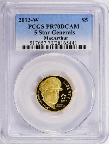 2013-W 5 Star Generals $5 Gold MacArthur Early Releases PCGS Proof PR70 DCAM Cover