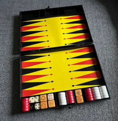Vintage Roxy Toys Backgammon Checkers Poker Dice Draughts Made In Hong Kong Set - Image 1 of 4
