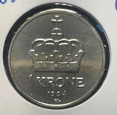 Norway 1 krone 1994 Olav V Large Crown KM#419 CuNi UNC B2142 - Image 1 of 4