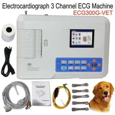 USA Veterinary 3 Channel ECG Machine 12 lead EKG Electrocardiograph ECG300G-VET - Image 1 of 4