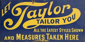 LETRERO DE METAL PUBLICITARIO TAYLOR SASTRE - Imagen 1 de 1