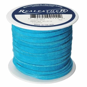 Suede Craft Lace Turquoise 1/8" x 25 yds. by Silver Creek Realeather - Picture 1 of 3
