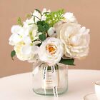  Artificial Flowers in Vase, Fake Peony in Vase, White Faux Flowers 