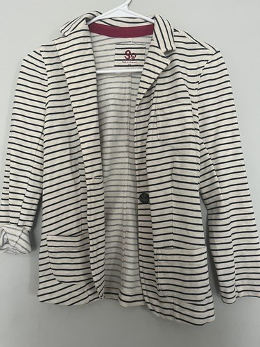 OFF WHITE Giacca blazer elegante a righe blu navy bianco sporco taglia XS misto cotone