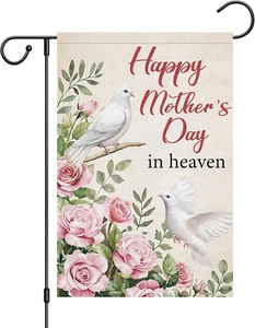 Happy Mother'S Day in Heaven Garden Flag Rose Flower White Dove 12X18 Inch Doubl - Picture 1 of 6