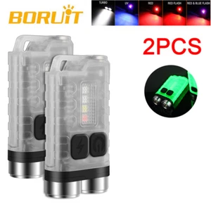 2PCS Mini Pocket LED Flashlight Torch Rechargeable Magnetic Keychain Light Lamp - Picture 1 of 24