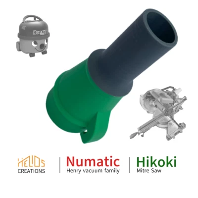 HELIOS CREATIONS Hose Adapter for Hikoki C3610DRA & C8FSHG Mitre Chop Saws to Numatic, Henry