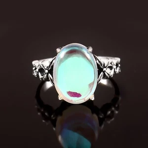 925 Sterling Silver Natural Mystic Topaz Gemstone Handmade Jewelry Ring All Size - Picture 1 of 3