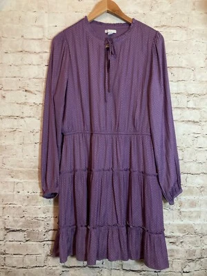 Vestido Babydoll Cato Mujer Grande Púrpura Satinado Volantes Borde En Niveles Romántico Campesino Foto 1 de 4