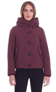 Save The Duck Arctic Logo Shanon Short Parka Insulated Jacket Burgandy Women XS - Picture 1 of 20