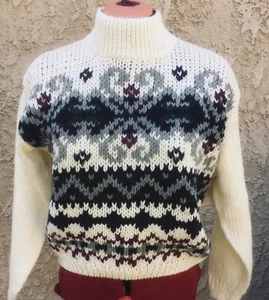 NWT JAMIE SCOTT HAND KNITTED PULLOVER SKI SWEATER CREAM UNISEX CHILD MED 8-10M - Picture 1 of 7
