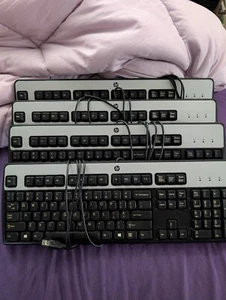 HP KU-0316 434821-001 Black/Silver Standard USB-Wired Keyboard - Picture 1 of 5