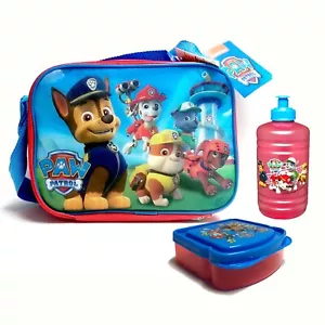 Bolsa de almuerzo sándwich de tres piezas azul Paw Patrol para niños caja y botella de bebidas de agua NW - Imagen 1 de 10