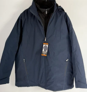 NWT Weatherproof Jacket Coat Mens Size XXL Navy Blue Stretch Tech Removable Hood - Picture 1 of 11