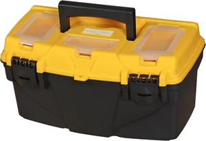 Torin 15.5" Plastic Tool Box, Removable Tray & Screw Box, Black/Yellow - Picture 1 of 19