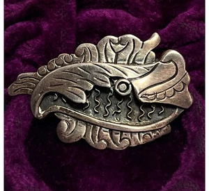 VTG Modernist Sterling Silver Pin Brooch Heart Artist AEM Mexico Eagle Popowski - Picture 1 of 13