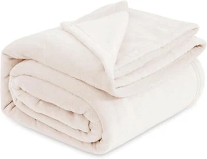 Cream Fleece Blanket Soft Lightweight Plush Fuzzy Cozy Luxury Microfiber - Picture 1 of 27