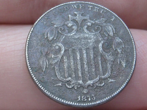 1873 Shield Nickel 5 Cent Piece- XF Details, Closed 3 Cover