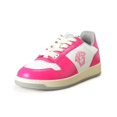 Zapatillas deportivas Versace para mujer con logotipo de Medusa blancas y rosas de cuero US 7 IT 37 Foto 1 de 4