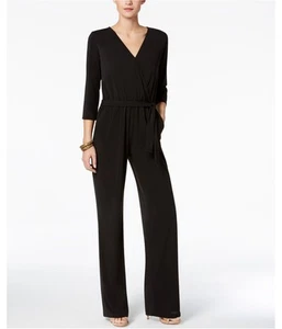 NY Collection Womens Jersey Knit Belted Jumpsuit - Picture 1 of 6