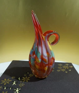Vintage mundgeblasene Kunst Glas Multicolor Mini Krug Vase 7 1/2" - Bild 1 von 16