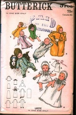 5708 Butterick Sewing Pattern Infant 1970s Layette Dress Petticoat Bonnet Baby - Image 1 of 2