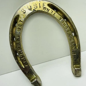 Vintage Brass Horseshoe Goldrush Jct Pigeon Forge Souvenir Decor Lucky "SUSIE" - Picture 1 of 12