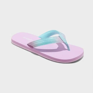 Kids' Jami Flip Sandals - Cat & Jack™ Purple Blue & Pink Sparkle NEW 13/1 - Picture 1 of 2
